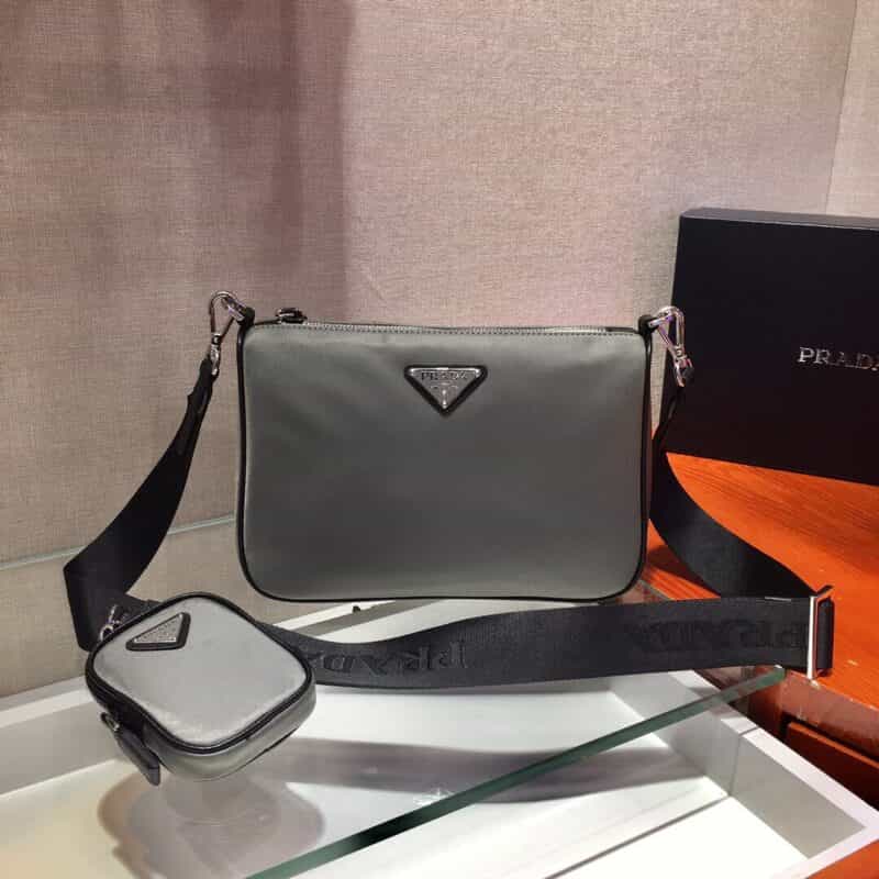 PRADA尼龙三合一斜挎包 2VH113灰色