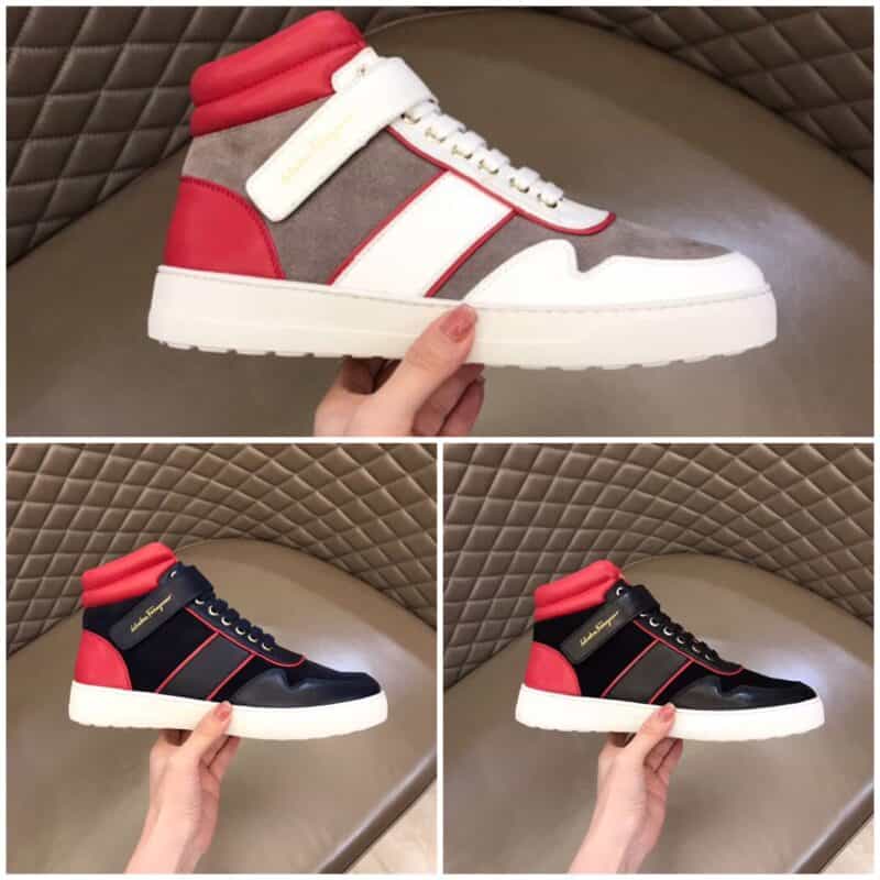 Ferragamo 菲拉格慕 小牛皮拼接磨砂牛皮制作高端男士运动鞋