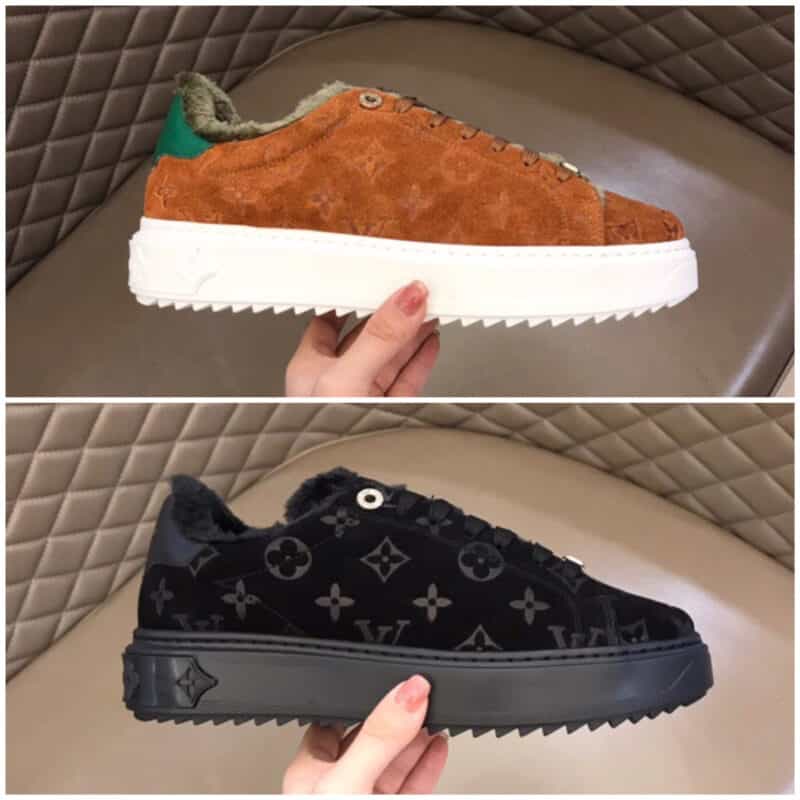 LV/路易威登 最新时尚款,定制磨砂牛皮奢品秋冬情侣羊毛保暖休闲运动鞋