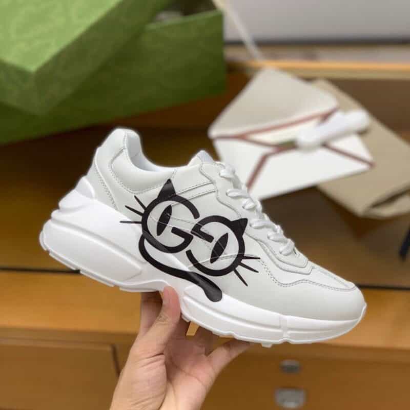 GUCCI古驰 象牙白色白色皮革女款运动鞋