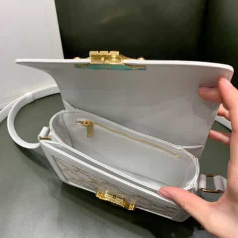 CELINE TEEN TRIOMPHE BAG 188882白花配白皮