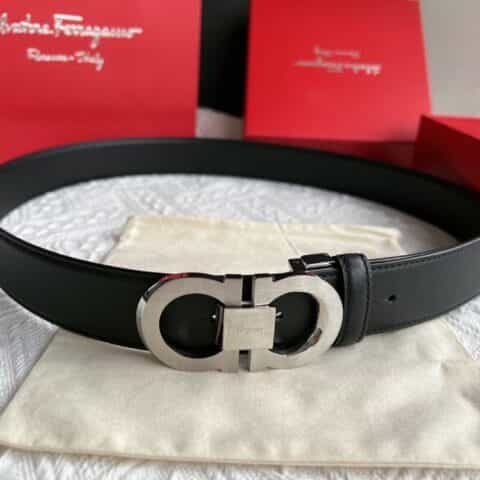 Ferragamo 菲拉格慕   精钢8字扣头层牛皮腰带3.5cm