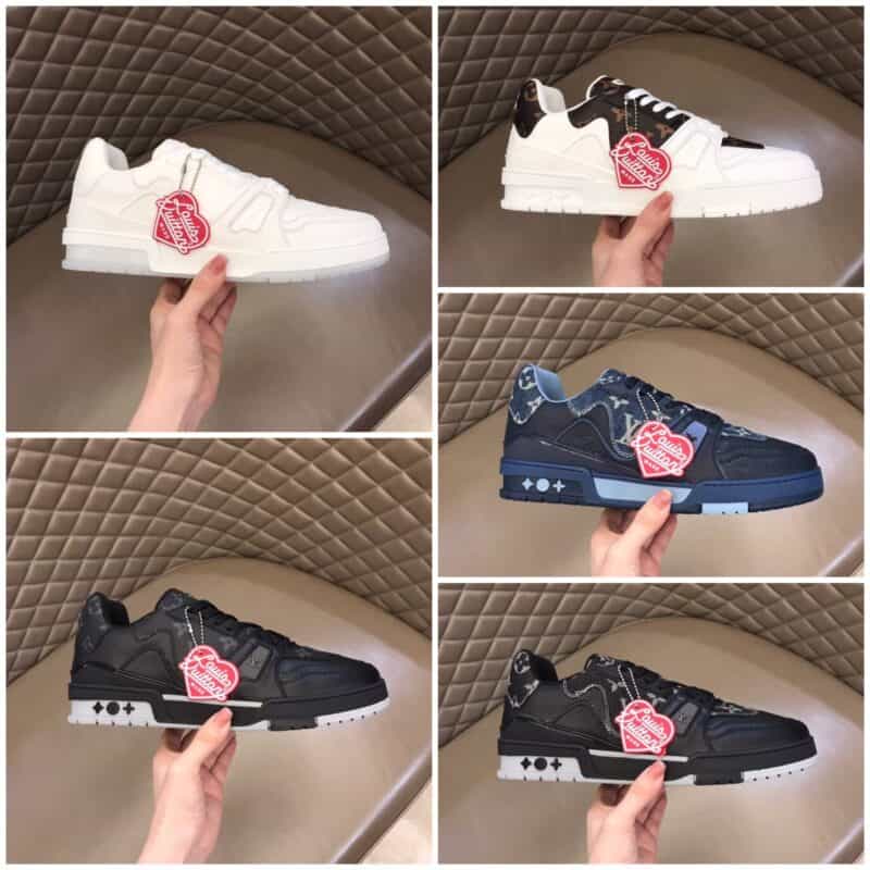 LV/路易威登  L 2021男士牛仔布鞋面搭配小牛皮革Trainer运动鞋