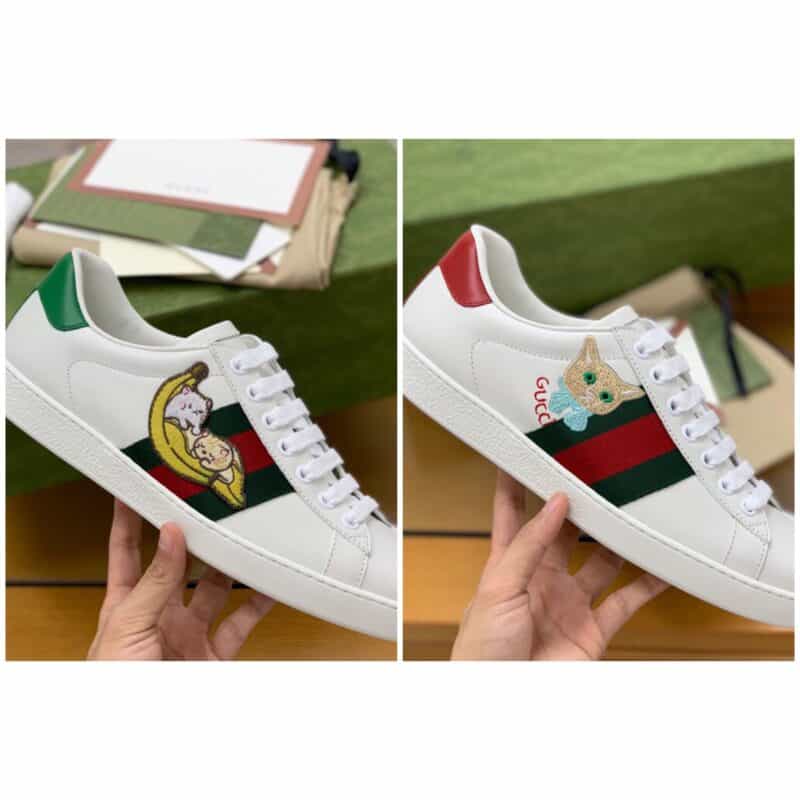 gucci古驰   采用柔软舒适吸汗小牛皮情侣款小白鞋