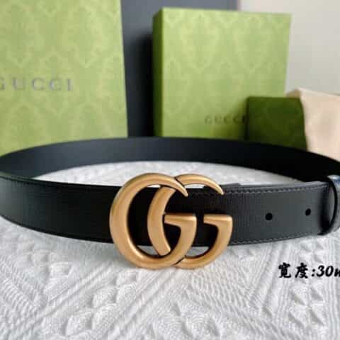 GUCCI古驰   进口牛皮纹理带身搭配品牌经典logo金属扣3.0腰带