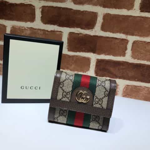 GUCCI古驰Ophidia系列钱夹 523174pvc啡