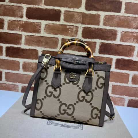 GUCCI古驰Diana饰超级双G图案竹节小号托特包660195