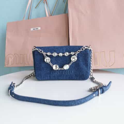 MIUMIU缪缪MivMiv与Levi’s合作系列限量版链条包5BD223