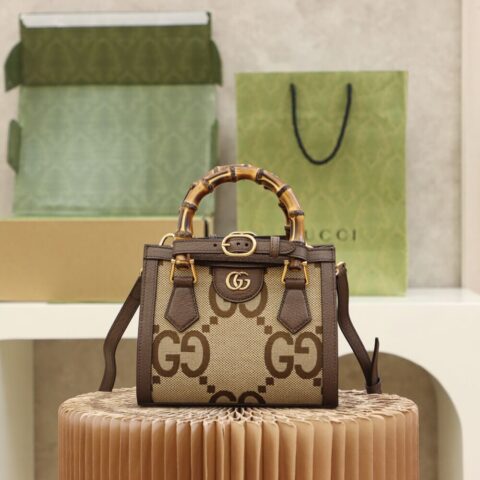 GUCCI 𝐃𝐢𝐚𝐧𝐚 𝐓𝐨𝐭𝐞 𝐌𝐢𝐧𝐢复古竹节托特包 655661