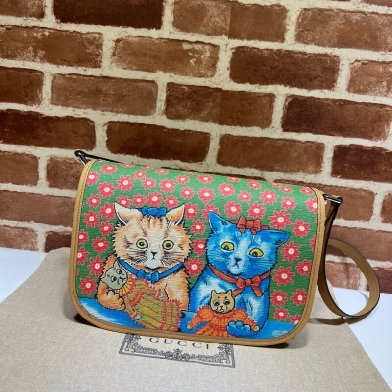 GUCCI古驰儿童猫咪印花邮差包664143