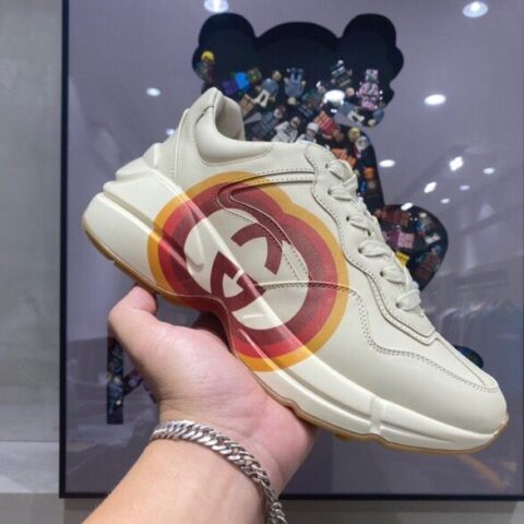gucci古驰 米白色环保牛皮顶级版本老爹鞋系列款情侣款