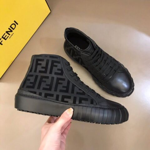 FENDI芬迪 F D 高端精品男士高帮系带运动鞋