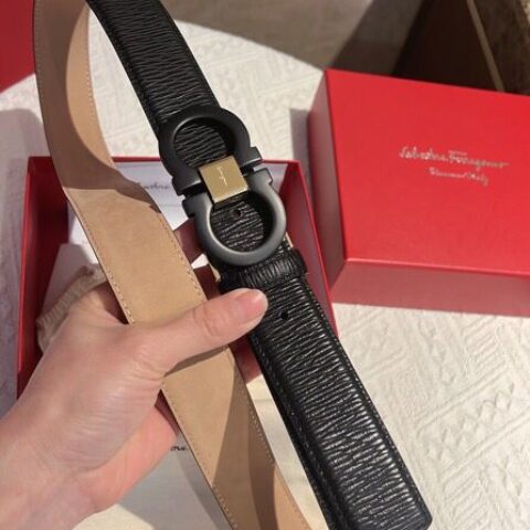 Salvatore  Ferragamo菲拉格慕  金属扣磨砂男士腰带3,5cm