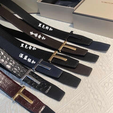 TOMFORD汤姆福特男士T字搭扣双面腰带4.0cm