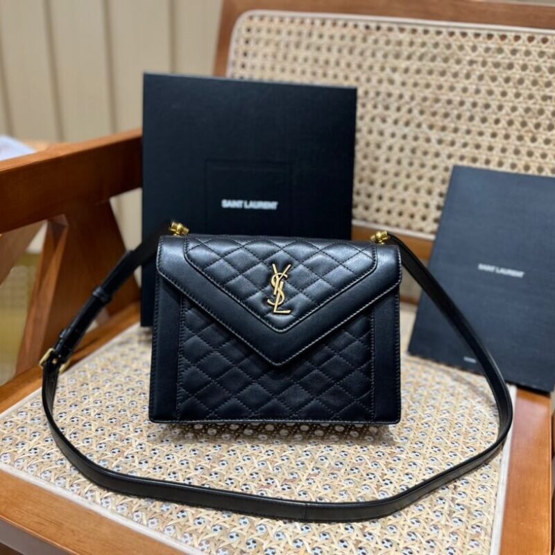 Saint laurent Ysl Gaby mini绗缝纹路信封斜挎包685574黑色