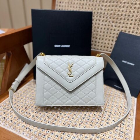Saint laurent Ysl Gaby mini绗缝纹路信封斜挎包685574白色