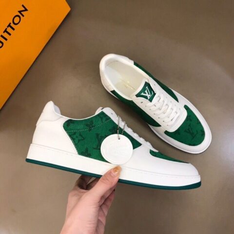 LV/路易威登 Monogram 印花帆布拼接头层牛皮男士经典休闲运动鞋