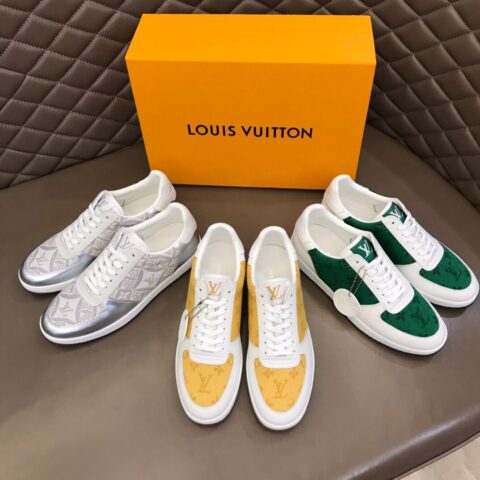 LV/路易威登 Monogram 印花帆布拼接头层牛皮男士经典休闲运动鞋