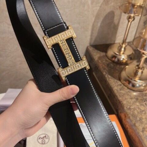 Hermes爱马仕 精选进口牛皮H金属扣3.8cm腰带