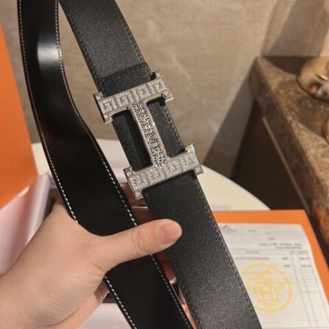 Hermes爱马仕 精选进口牛皮H金属扣3.8cm腰带
