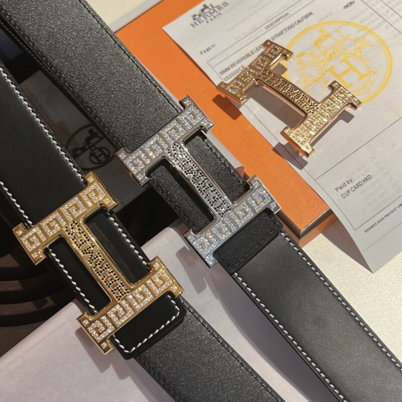 Hermes爱马仕 精选进口牛皮H金属扣3.8cm腰带