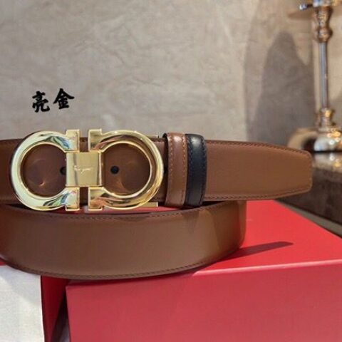 Ferragamo菲拉格慕 精致8字金属扣男士质感腰带3.5cm