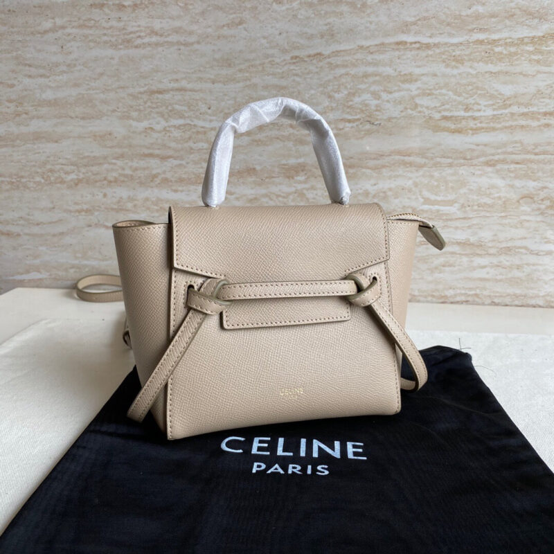 CELINE Belf PICO 迷你粒面小牛皮鲶鱼包 194263杏色