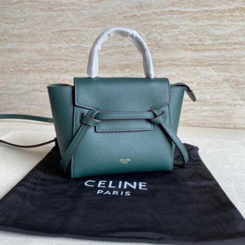 CELINE Belf PICO 迷你粒面小牛皮鲶鱼包 194263墨绿