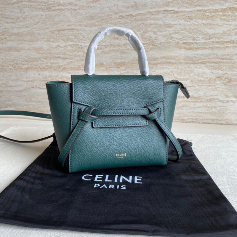 CELINE Belf PICO 迷你粒面小牛皮鲶鱼包 194263墨绿