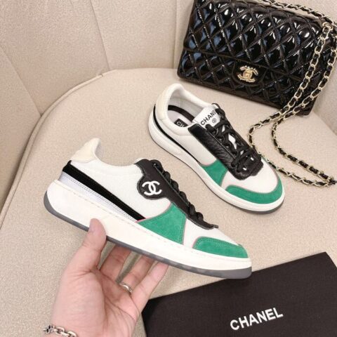 CHANEL香奈儿  大象纹小牛皮丝光牛绒早春新款运动鞋