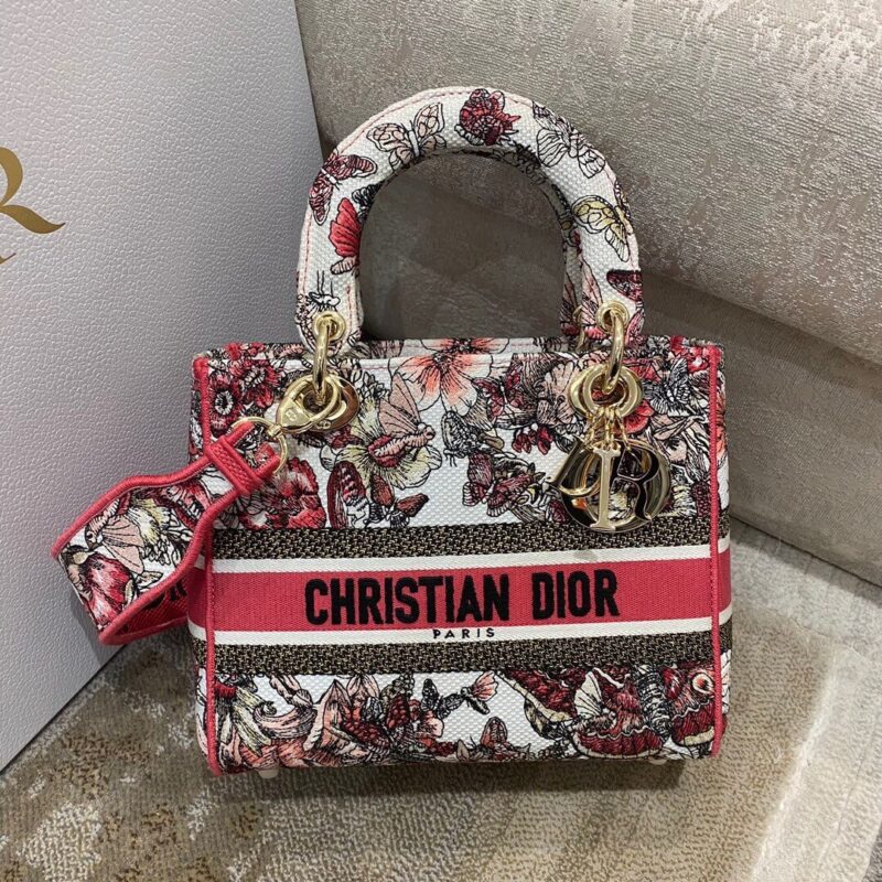 DIOR多色蝴蝶刺绣中号 Lady D-Lite 戴妃包 M0565ORHQ_M884
