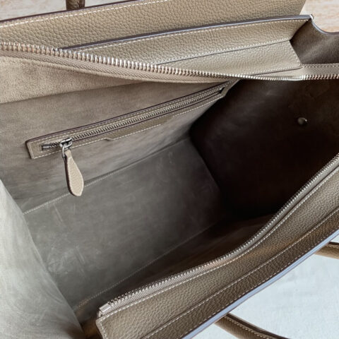CELINE LUGGAGE MINI大号转鼓小牛皮笑脸包189213卡其荔枝纹
