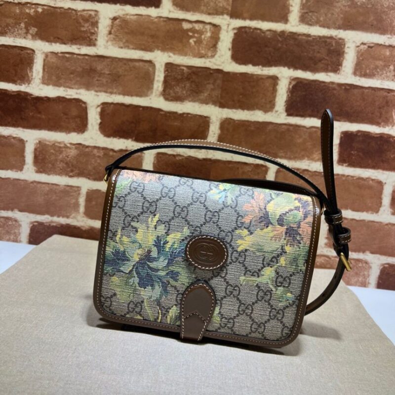 GUCCI古驰饰互扣式双G印花肩背包671620