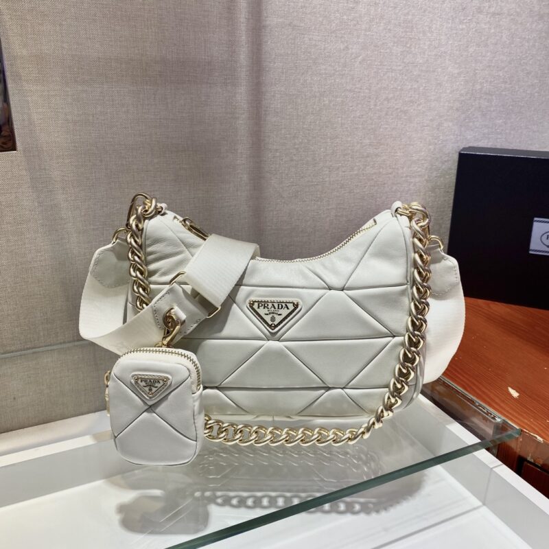 PRADA普拉达进口胎羊皮三合一斜挎包1BC157
