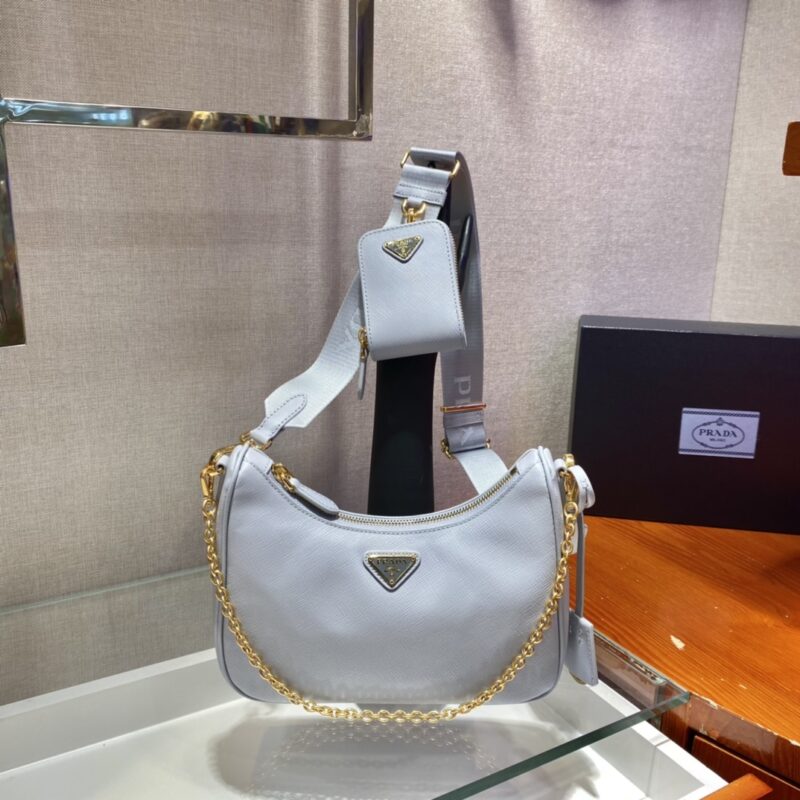 PRADA普拉达金色五金三合一nylon Hobo手拎/腋下包1BH204