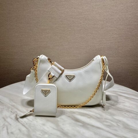 PRADA普拉达金色五金三合一nylon Hobo手拎/腋下包1BH204