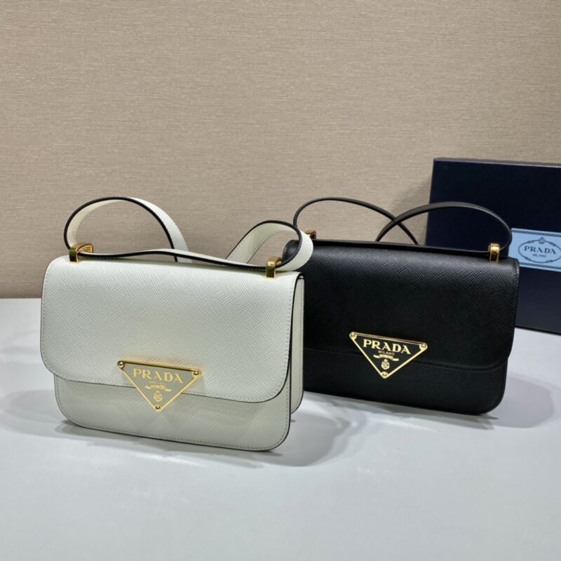 PRADA普拉达进口十字纹牛皮＋独特三角标新款空姐包1BD320