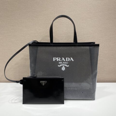 PRADA普拉达印花刻字徽标亮片tote托特包1BG416