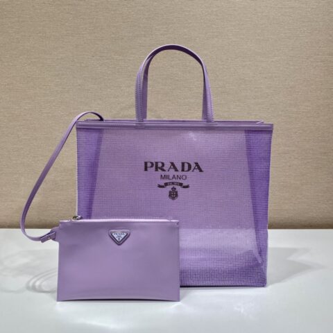 PRADA普拉达印花刻字徽标亮片tote托特包1BG416