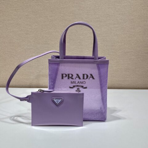 PRADA普拉达印花刻字徽标亮片tote托特包1BG417