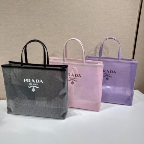 PRADA普拉达印花刻字徽标亮片tote托特包1BG416