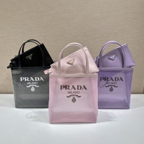 PRADA普拉达印花刻字徽标亮片tote托特包1BG417