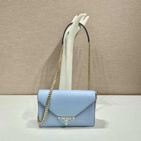 PRADA普拉达Saffiano皮革翻盖式单肩包1BD318
