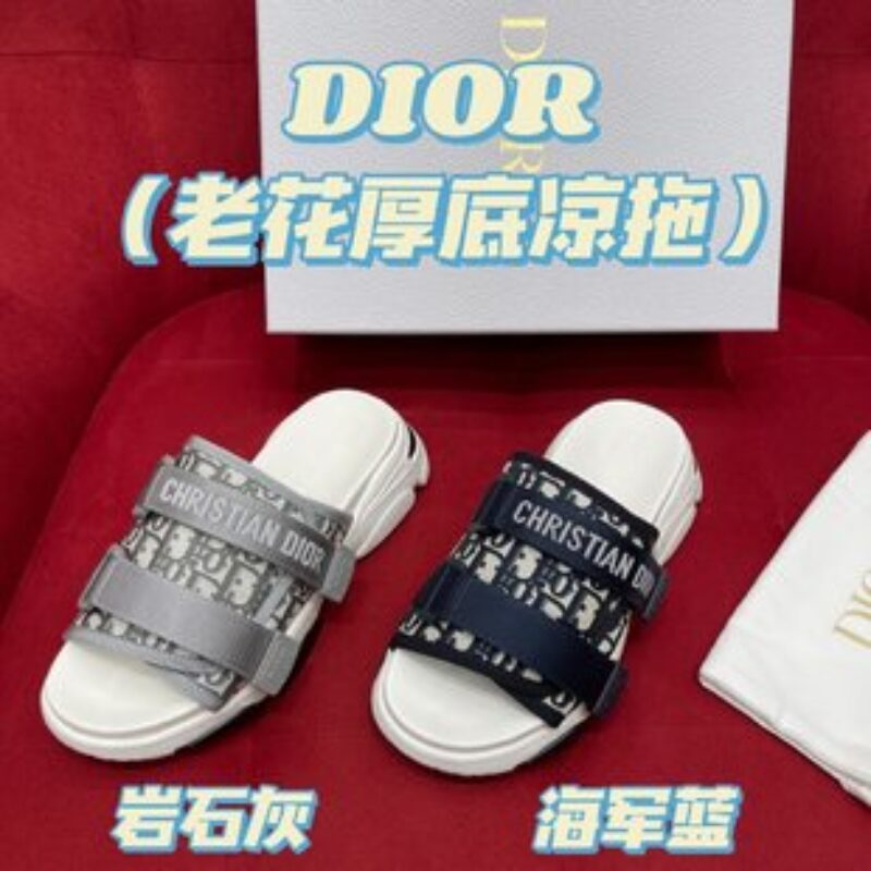 DIOR迪奥   经典老花面料女士厚底拖鞋