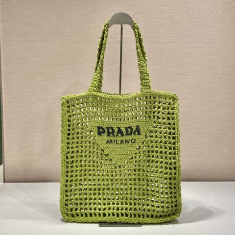 PRADA普拉达酒椰纤维托特包1BG393