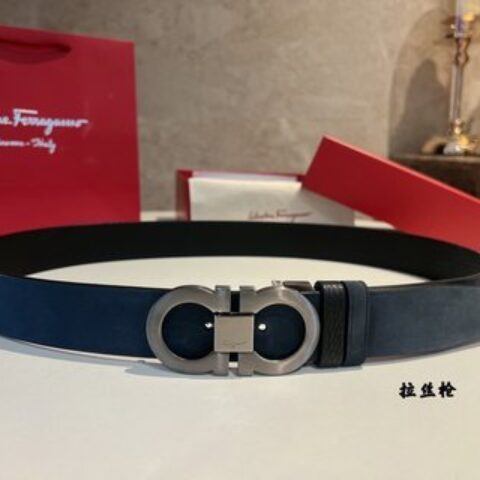 Ferragamo菲拉格慕 进口绒面与荔枝双面可调式腰带3.5cm