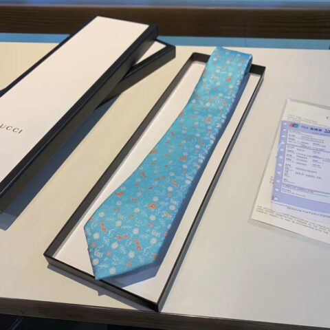 GUCCI古驰100%顶级提花真丝领带