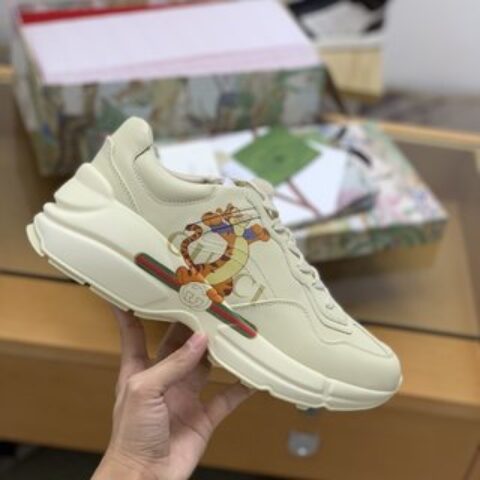 Gucci古驰 象牙色皮革【G家高版本】男女款复古运动鞋