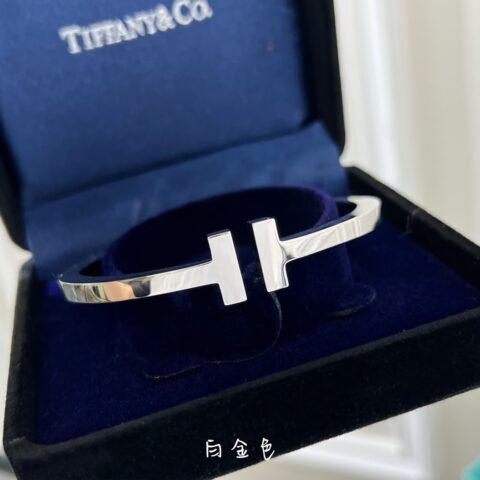 Tiffany&co 蒂芙尼 经典款T字系列 光面金色银色玫瑰金双T手镯