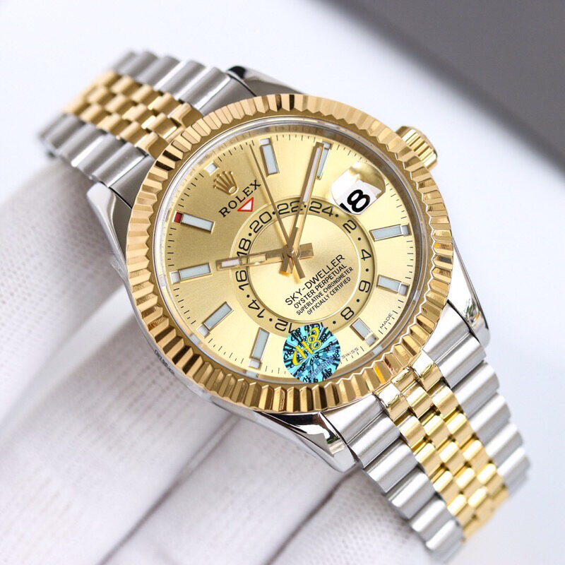 H8劳力士纵航者系列Rolex Sky-Dweller 天行者劳力士Ring Command三角坑纹五株链条腕表
